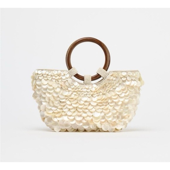 Zara Handbags - Zara Faux Mother of Pearl Appliqué Bag Purse Crossbody Bohemian Festival TikTok